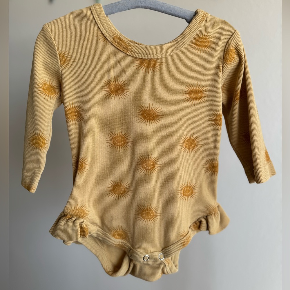 KATE QUINN | Sunshine Yellow Long Sleeve Ruffle Leg Bodysuit